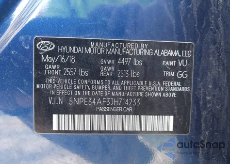 2018 Hyundai Sonata Limited z USA, uszkodzony, nr VIN 5NPE34AF3JH714233